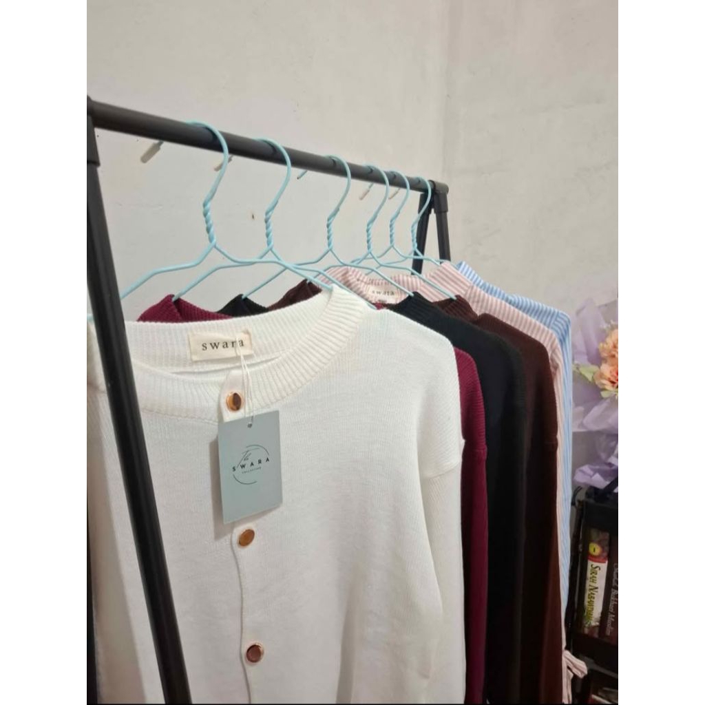 Cardigan Rajut Wanita SWARA | Knit Tebal Halus Nyaman | Hitam Cream Putih Burgundy | All Size