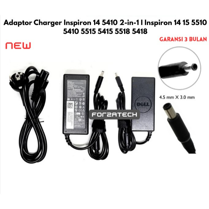 Adaptor Charger Inspiron 14 5410 2-in-1 I Inspiron 14 15 5510 5410 5515 5415 5518 5418 New Bergarans