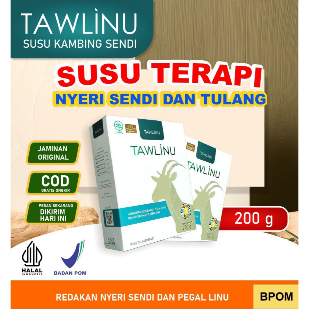 

TAWLINU susu kambing herbal meredakan nyeri sendi pegal linu