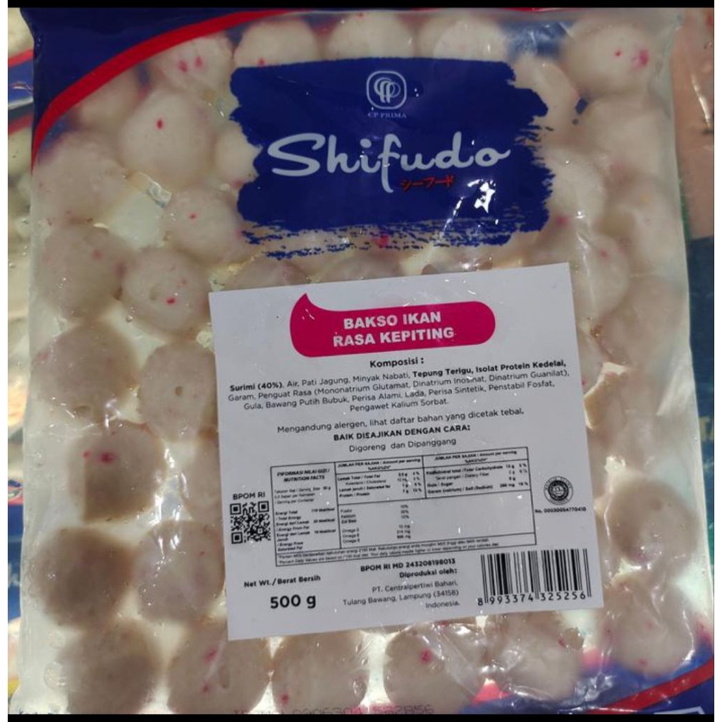 

shifudo seafoo bakso kepiting ukuran 10 berat 500 gram frozen food