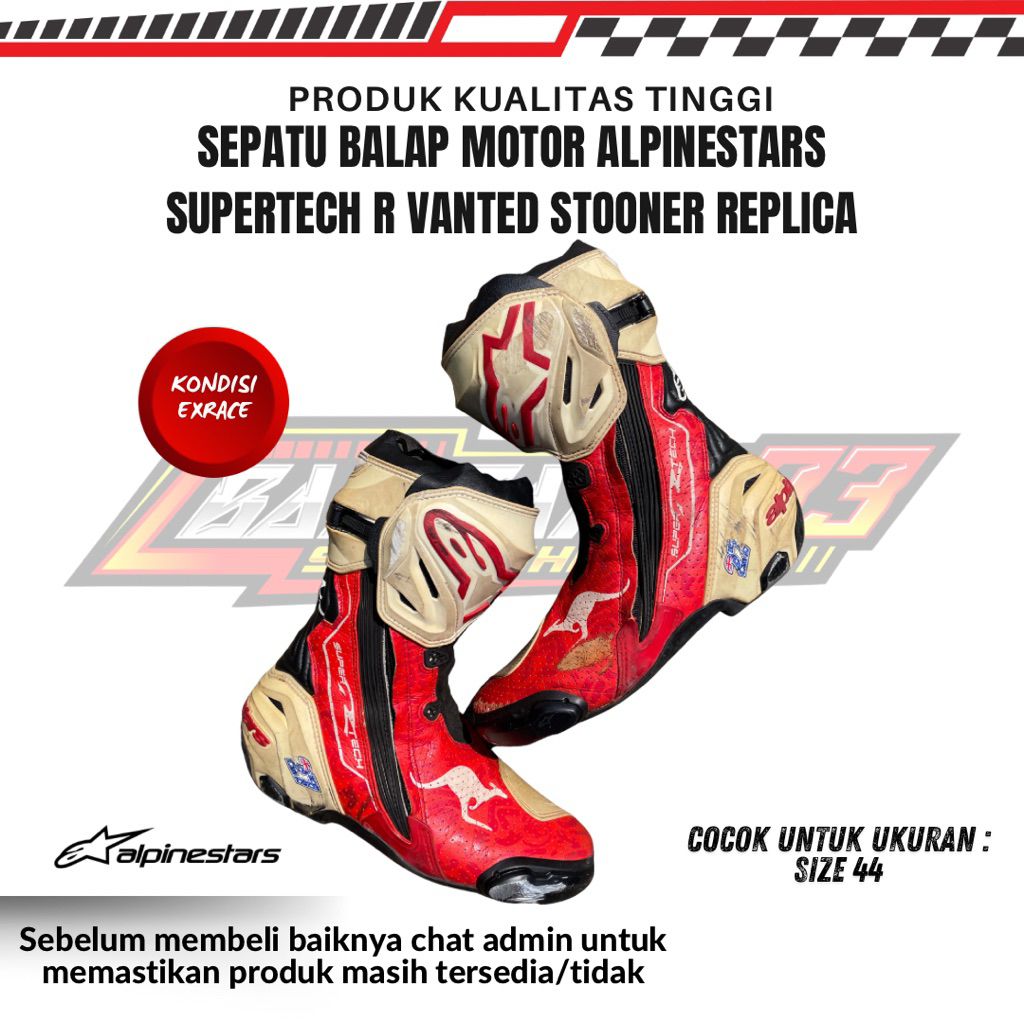Sepatu Balap Motor Touing Alpinestars Supertech R Vented Stooner Size 44