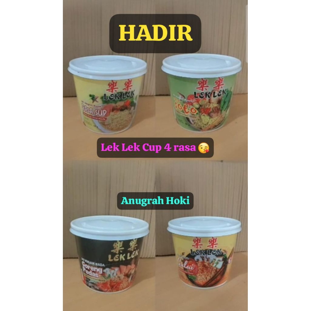 

mie lek lek vegan cup (gulai, goreng pedas, soto, sup)