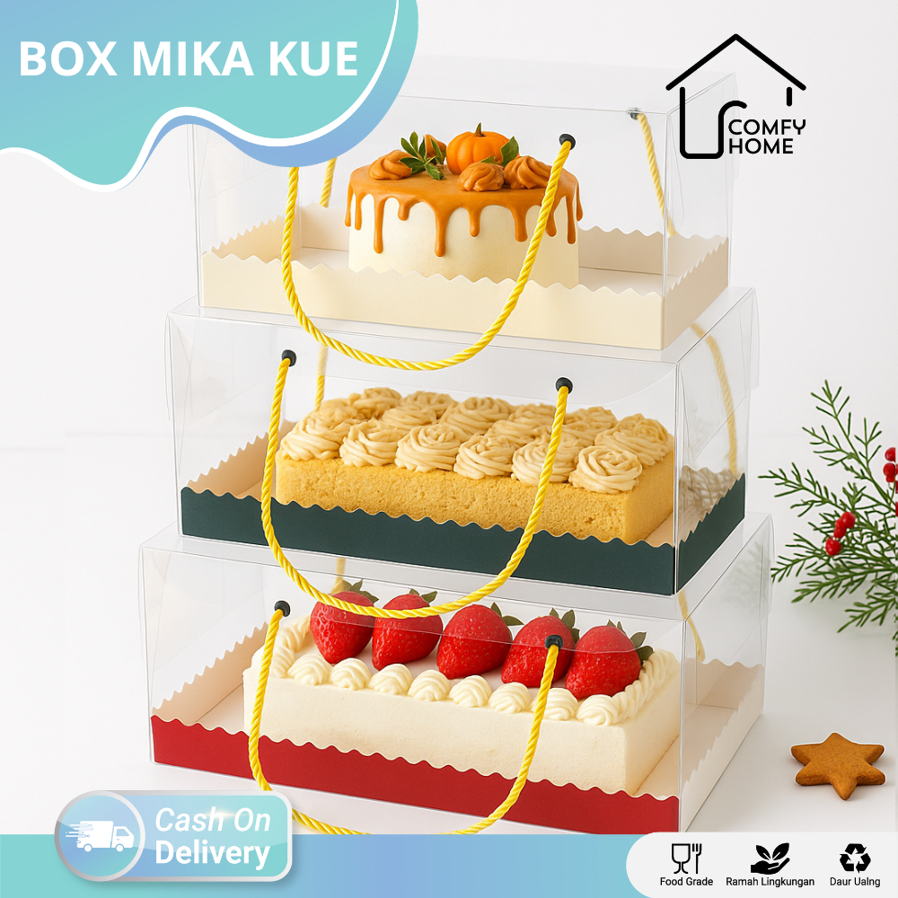 

Box Mika Transparan / Box mika /Box kue / Box Cake Handle Tali / Box Handle Mika / Box Cake | HDI03-HDI09 LUBANG