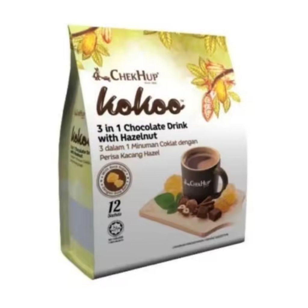 

CHEK HUP KOKOO MINUMAN SACHET COKLAT DAN HAZELNUT 3 IN 1 ISI 12 SACHET