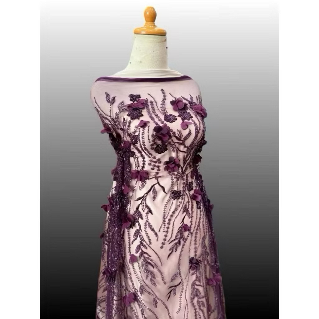 Tulle payet bunga 3D payet kilau premium