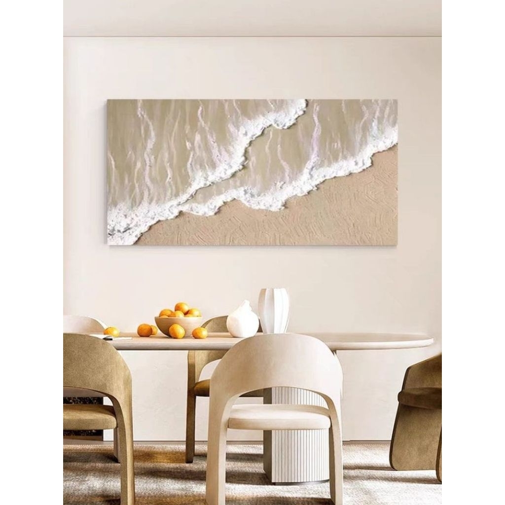 lukisan minimalis ombak pesisir cat timbul