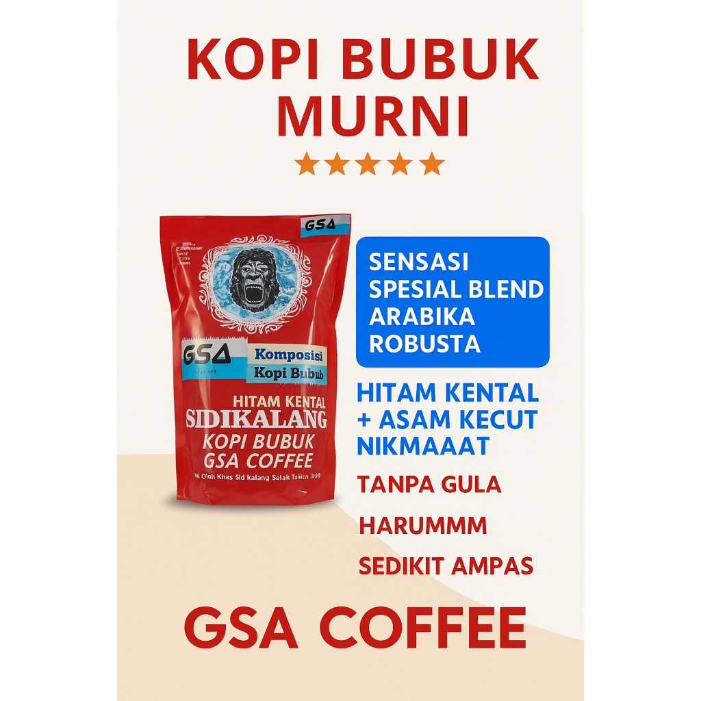 

Kopi Bubuk Arabica Sidikalang 1Kg Arabika Super Halus – 100% Asli Fresh Roast Tanpa Campuran Premium