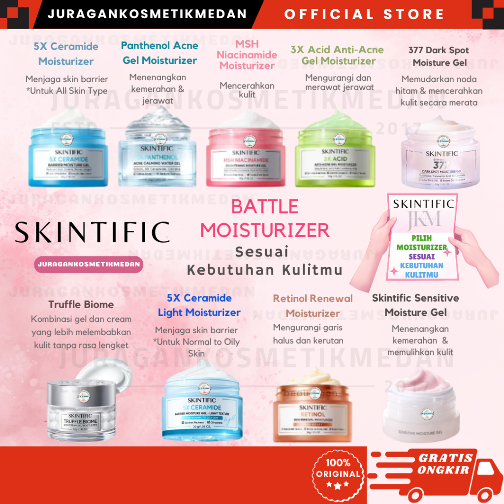 SKINTIFIC MOISTURIZER 5X CERAMIDE LIGHT MSH NIACINAMIDE SYMWHITE 377 PANTHENOL RETINOL TRUFFLE BIOME