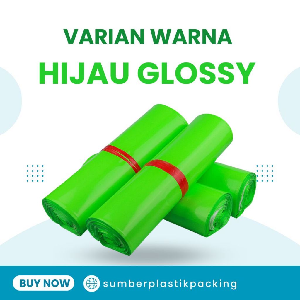 

Plastik Packing Polymailer 17x30 Warna Hijau Glossy isi 100 Pcs Murah