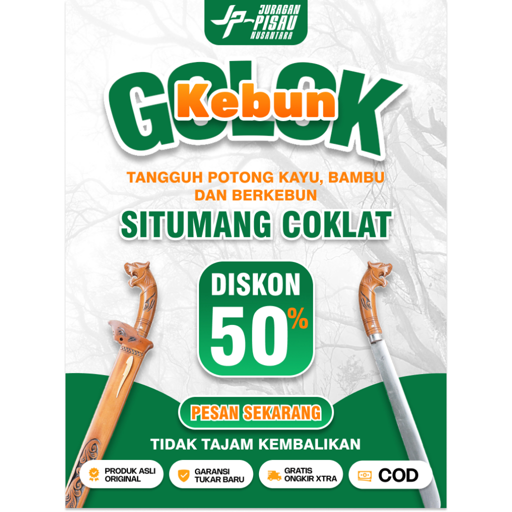 Golok Panjang Situmang Ukir | Golok Kebun Baja Sup9 Sembelih Multifungsi | Juragan Pisau Nusantara