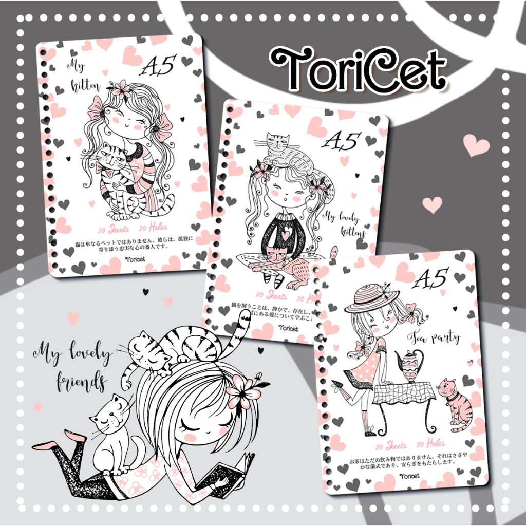 

Loose Leaf / Kertas Binder A5 Toricet - Girl and cat (Black and Pink)