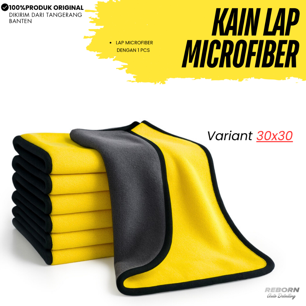 REBORN -  Kain Lap Microfiber 30x30 - Multifungsi - Daya Serap Tinggi