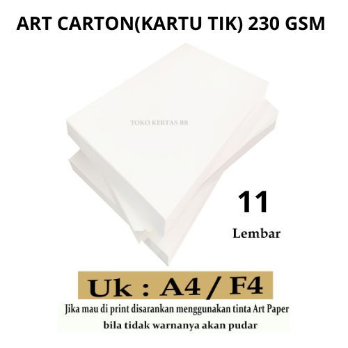 

Art Carton ( Kartu Tik ) 230 Gsm Uk A4 dan F4 , Isi 11 Lembar