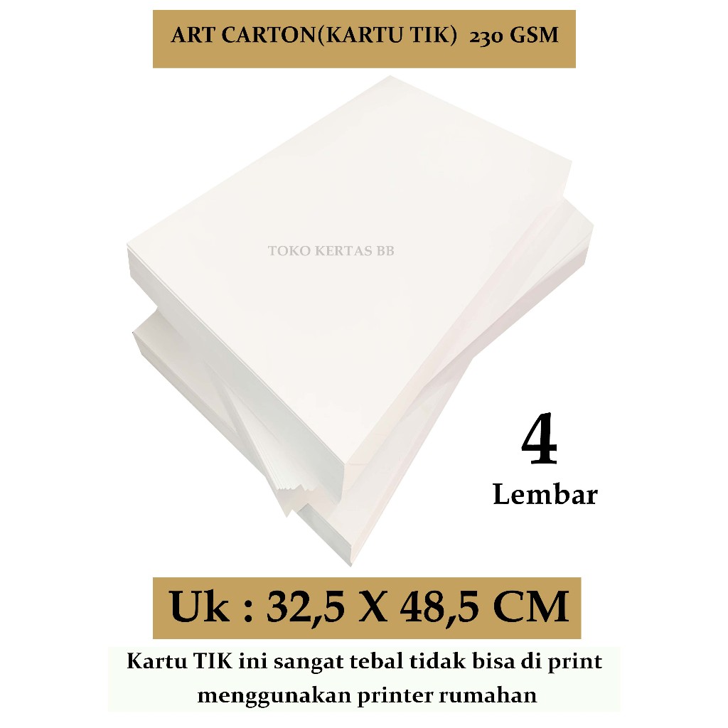 

Art Carton ( Kartu Tik ) 210 Gsm Uk 32,5 X 48,5 CM , Isi 4 Lembar