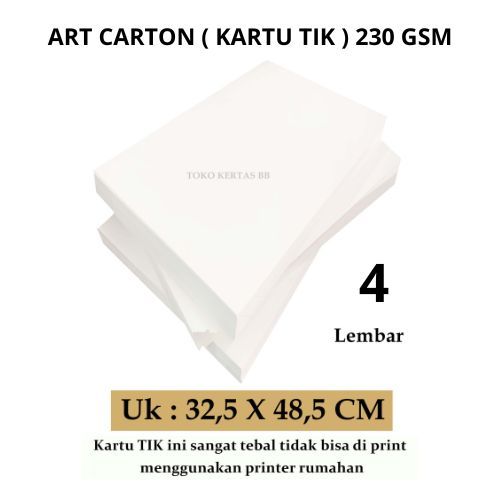 

Art Carton ( Kartu Tik ) 230 Gsm Uk 32,5 X 48,5 CM , Isi 4 Lembar