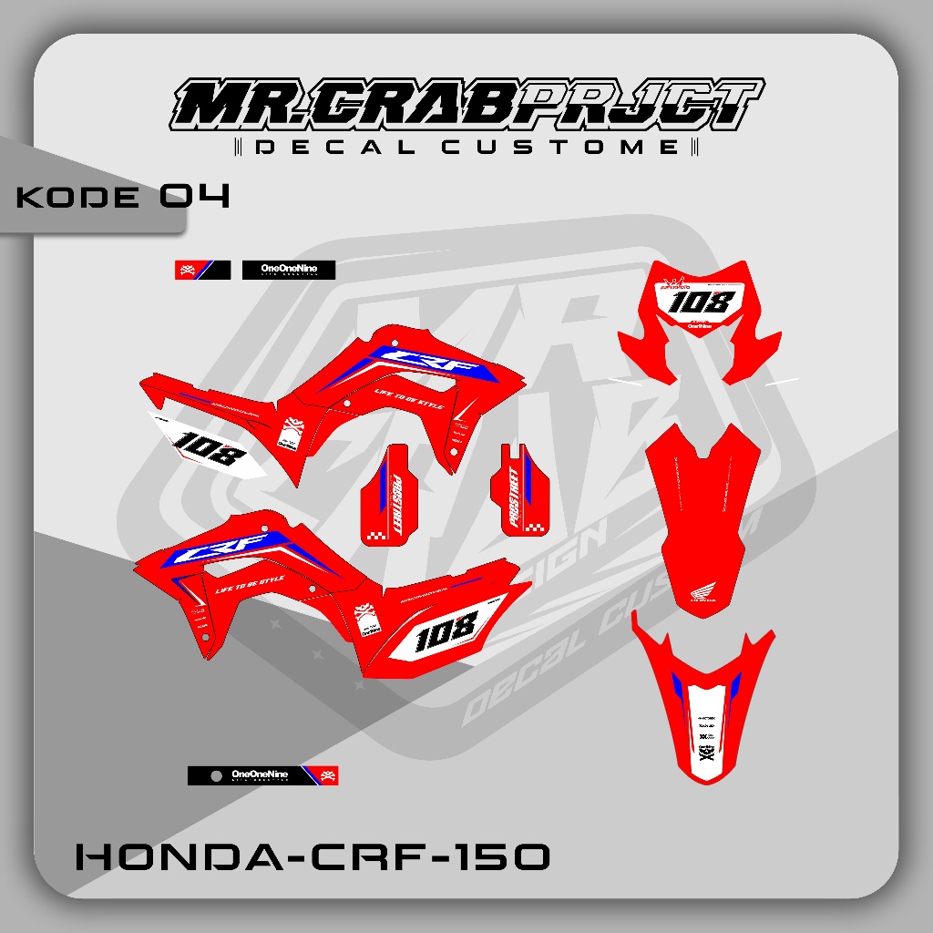 04 DECAL STICKER CRF - DECAL CRF PREMIUM FULL BODY CUSTOM