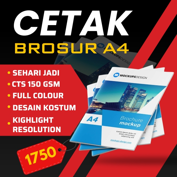 

Cetak Flyer Brosur A4 cm Satuan/ Print Brosur Leaflet / Cetak Flyer Art Paper 150 gsm Termurah