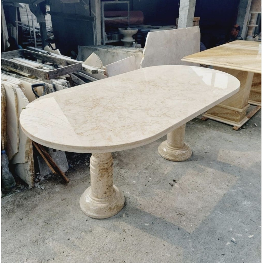 Meja Makan Oval Marmer Tulungagung