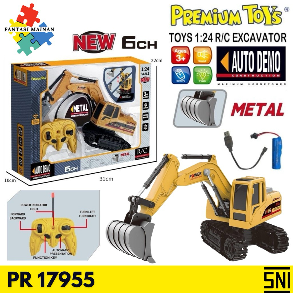 R/C EXCAVATOR METAL - Mobil Remot Excavator Mainan Mobil Remot Beko 6 Channel Mainan Anak Mobil Remo