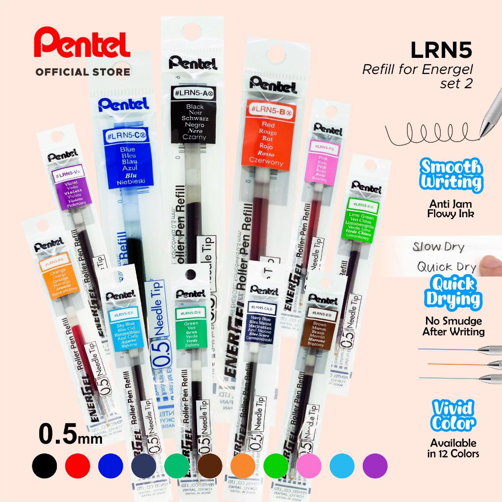 

Refill Pulpen Pentel Energel 0.5mm - Isi Ulang Ballpoint/Pen Gel Halus - Set 2 LRN5