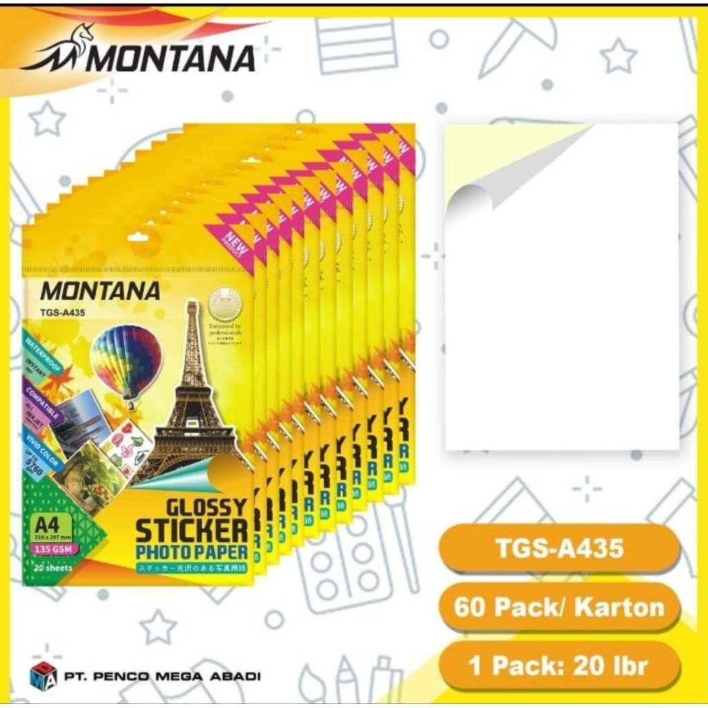 

glossy stiker montana 135gram A4.