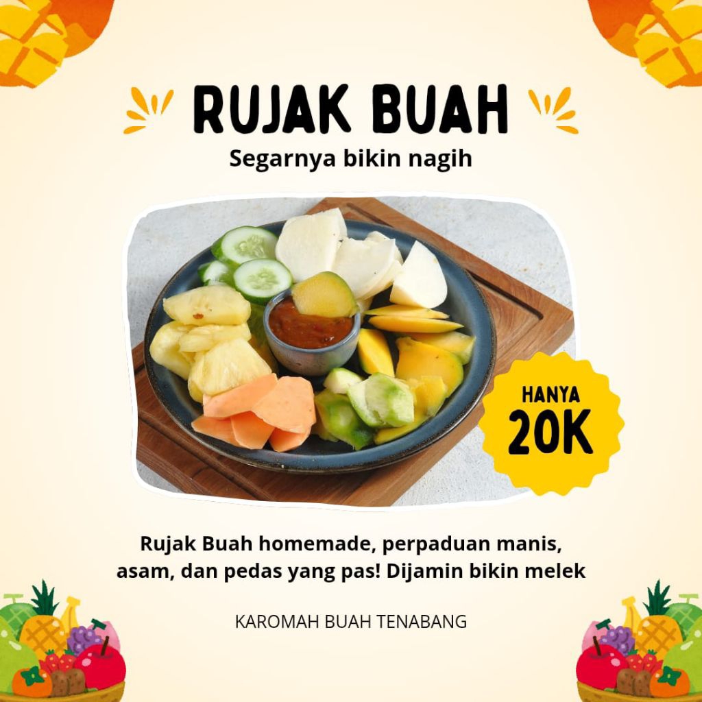 

PAKET RUJAK BUAH SEGAR ( FREE SAMBAL&GARAM ) RUJAK BUAH GOYANG LIDAH