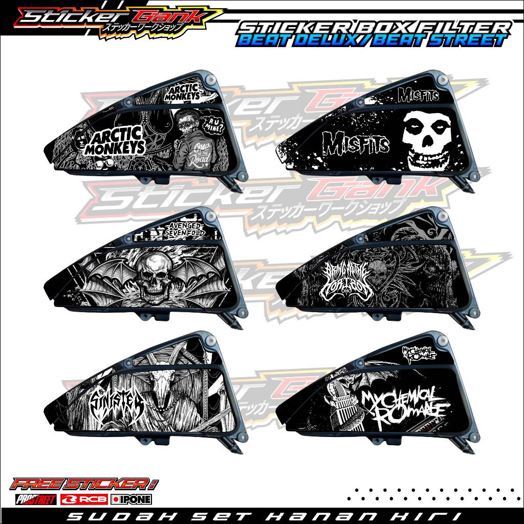 STICKER BOX FILTER BEAT DELUXE STREET - BAND EDITION / STRIPING PELINDUNG BOX FILTER MOTOR HONDA BEA