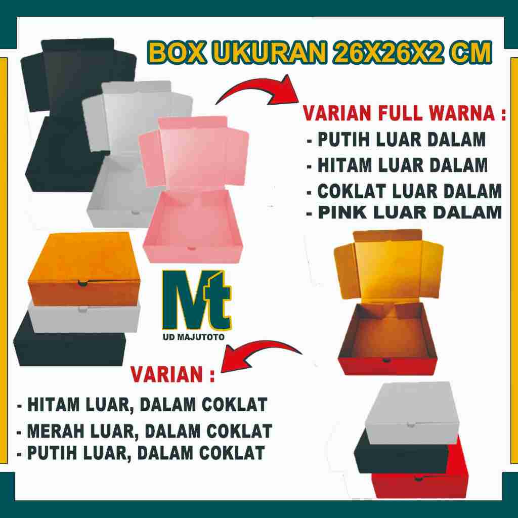 

Box 26x26x2 cm / Lipat Depan /Box Hampers / Kardus Polos