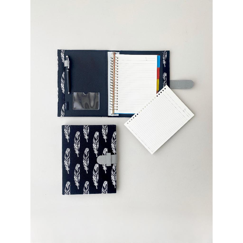

A5 Binder Feathers Black Canvas Living
