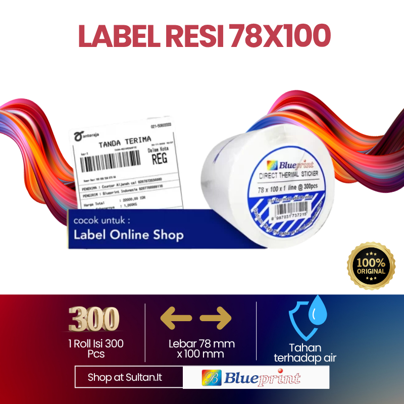 

BluePrint 78x100 Direct Label Resi Portable Isi 300pcs Thermal Sticker Original