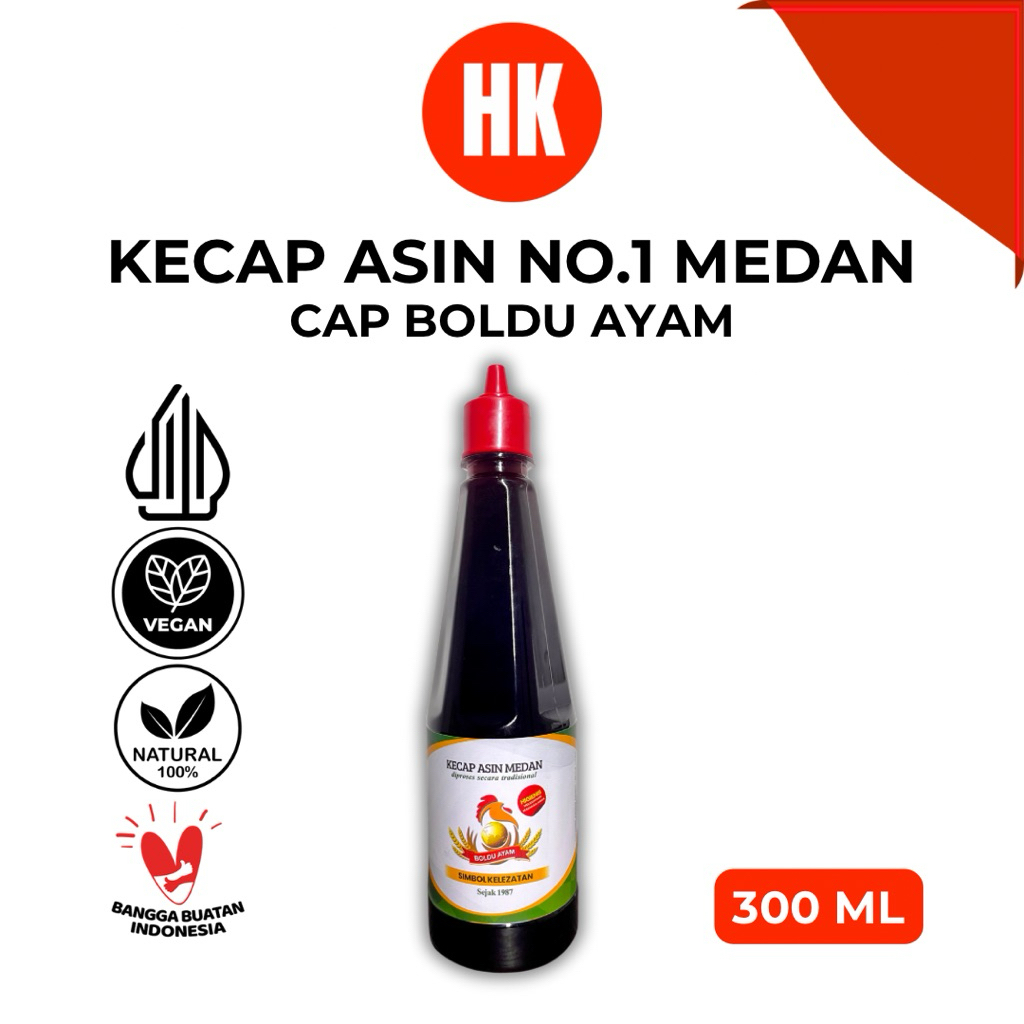 

KECAP ASIN NO.1 MEDAN CAP 'BOLDU AYAM' - HALAL (300 ML)