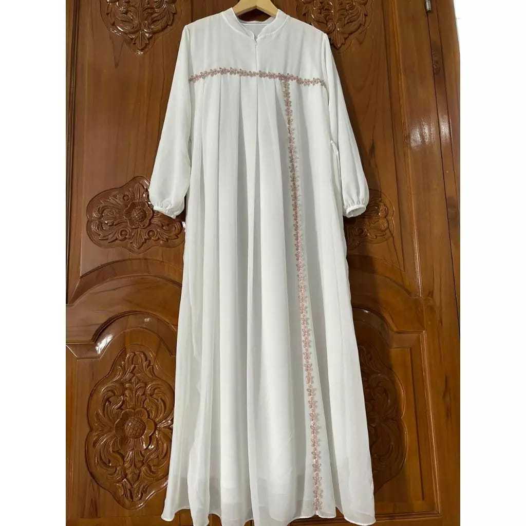 Gamis/Dress DN_Fashion Mat Crinkle AirFlow Variasi Renda Bunga / Gamis Crinkle AirFlow Premium