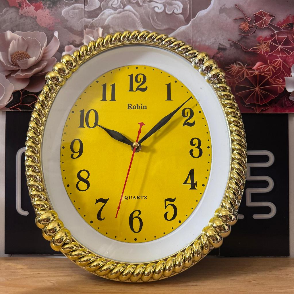 ORIGINAL JAM DINDING ROBIN QUARTZ ESTETIK R-963 JAM TELUR EMAS QUARTZ JAM ELEGAN