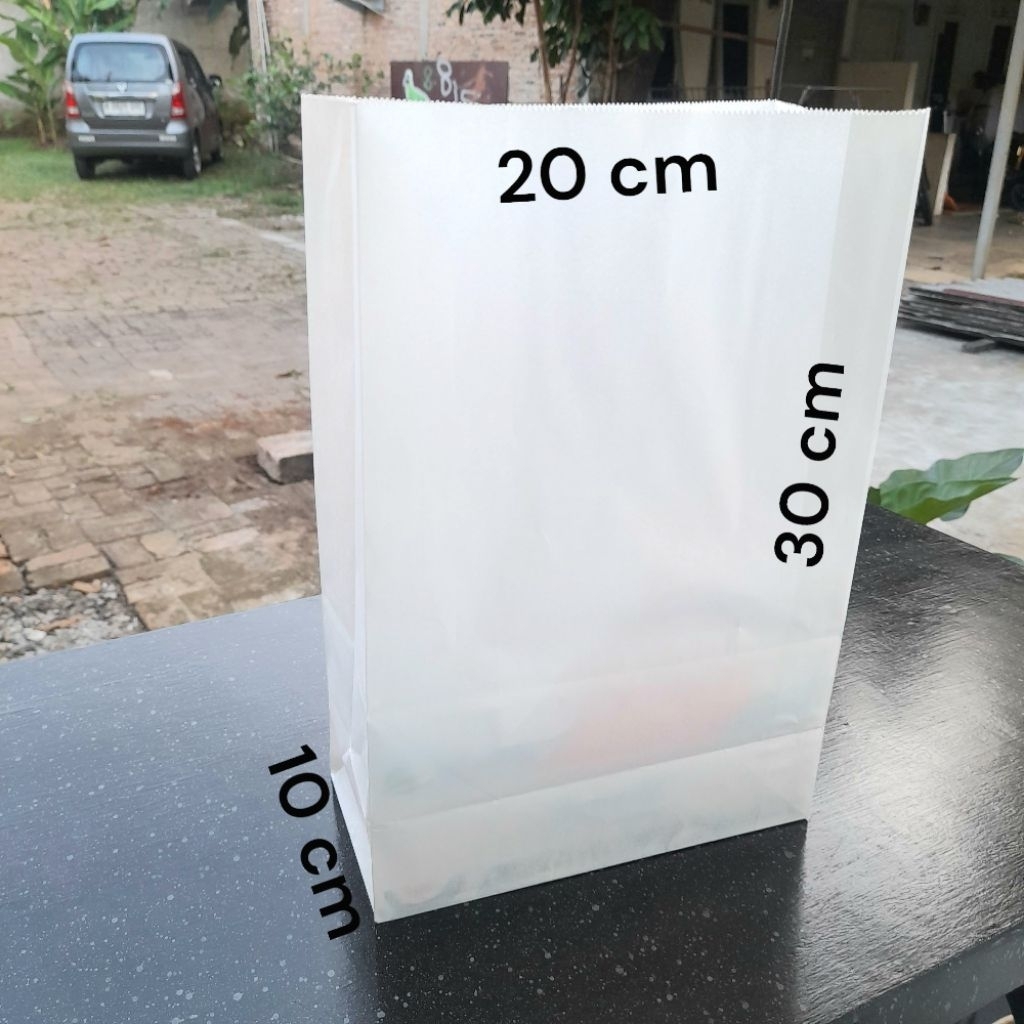 

Kantong Kertas Makanan Putih Paperbag 12 isi 100 Pcs