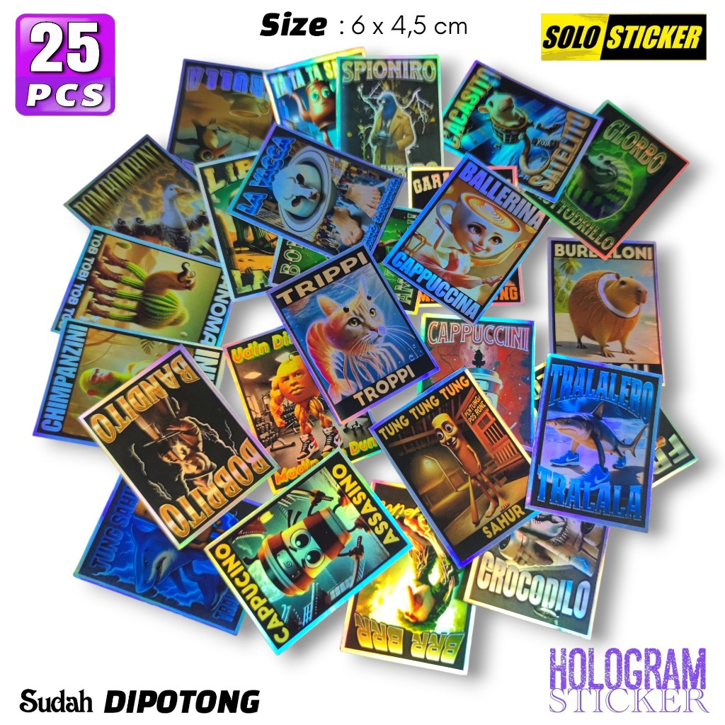 

Sticker Aesthetic Pack Tung Tung Sahur Anomali Hologram Waterproof untuk Sticker Laptop Journal