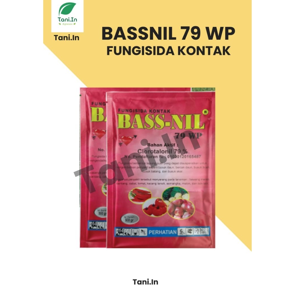 Fungisida BASS-NIL 79 WP 500gr. Original. Fungisida BA Klorotalonil 79%. fungisida tahan hujan atasi