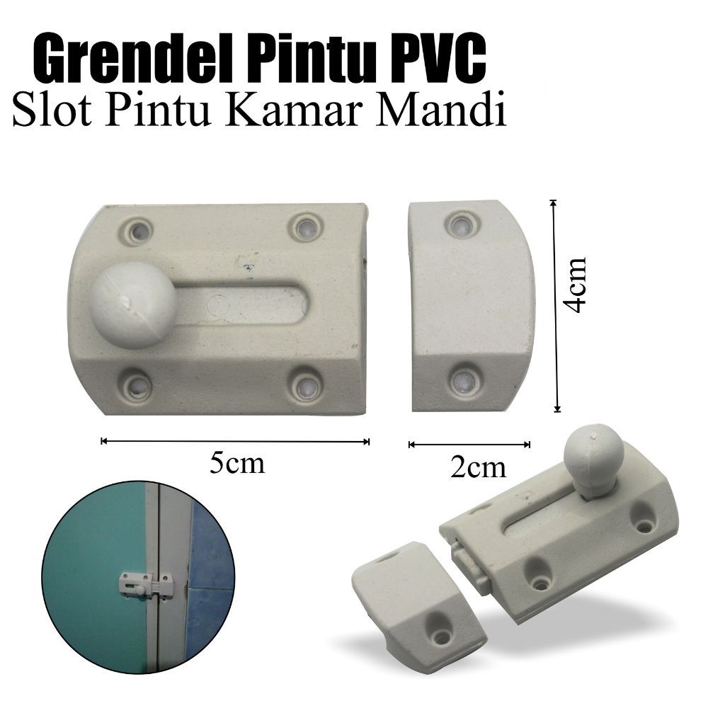 Grendel Pintu PVC Slot Pintu Kamar Mandi / Pintu Kamar Mandi PVC