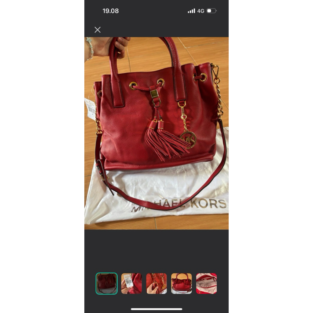 Tas mk michael kors merah kulit asli