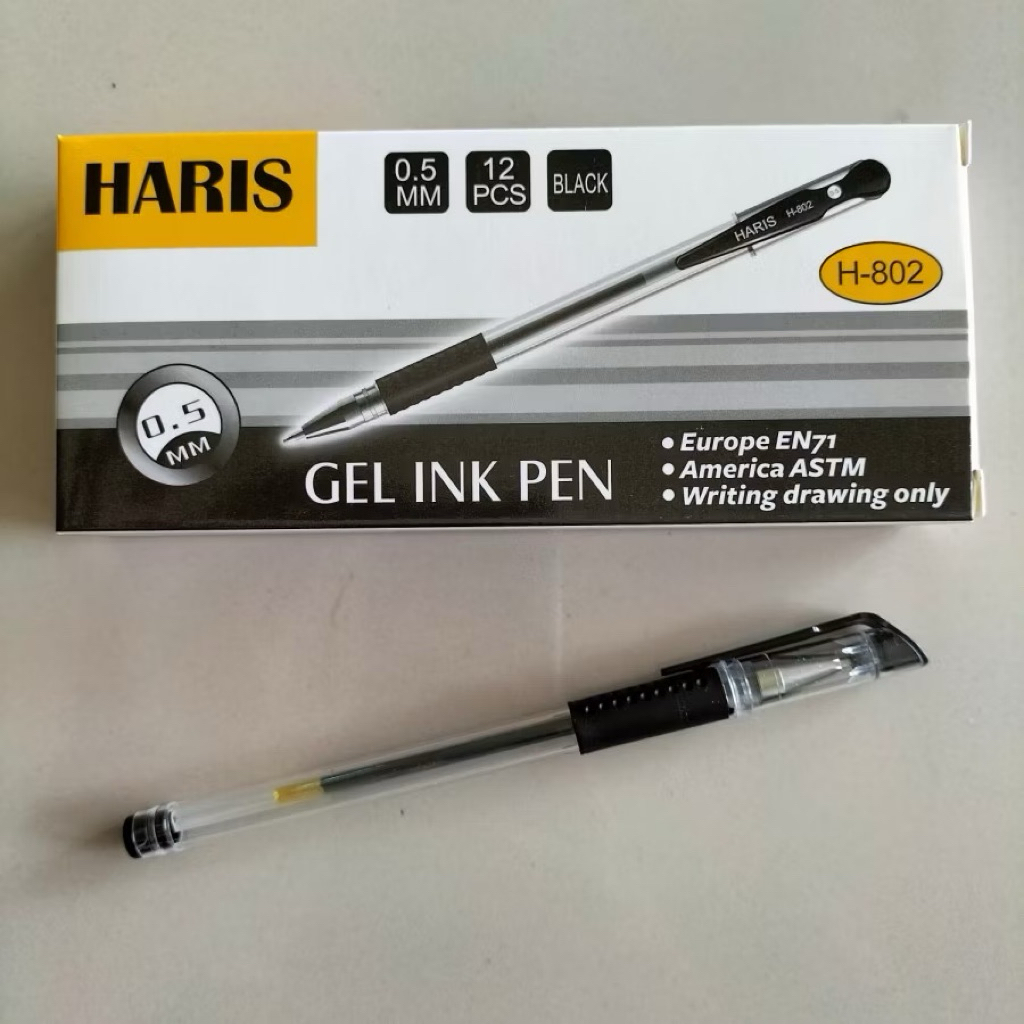 

Pulpen Gel Merk HARIS 0,38 mm 802 (1Lusin)