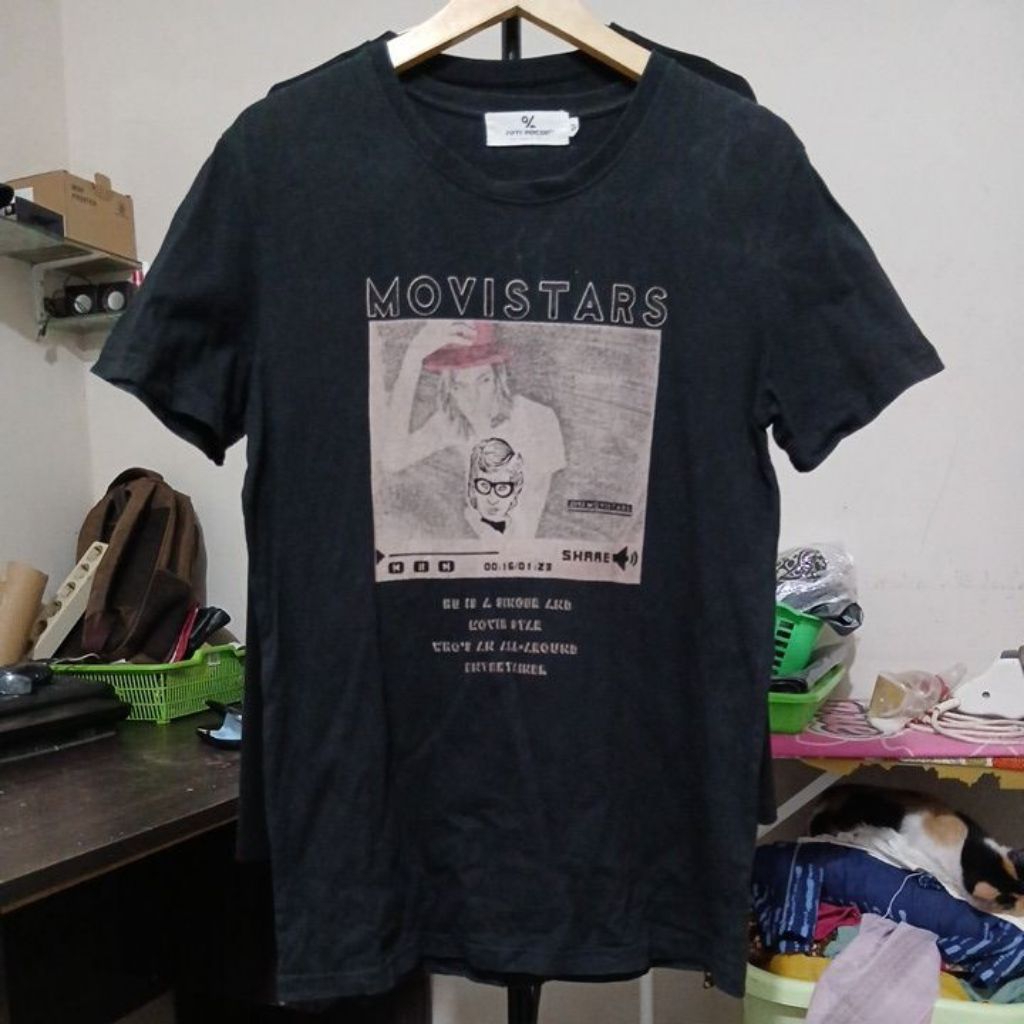 Kaos katun tebal vintage warna hitam pekat FIFTY PERCENT second Original size M ld 103cm Pjg 73cm bu