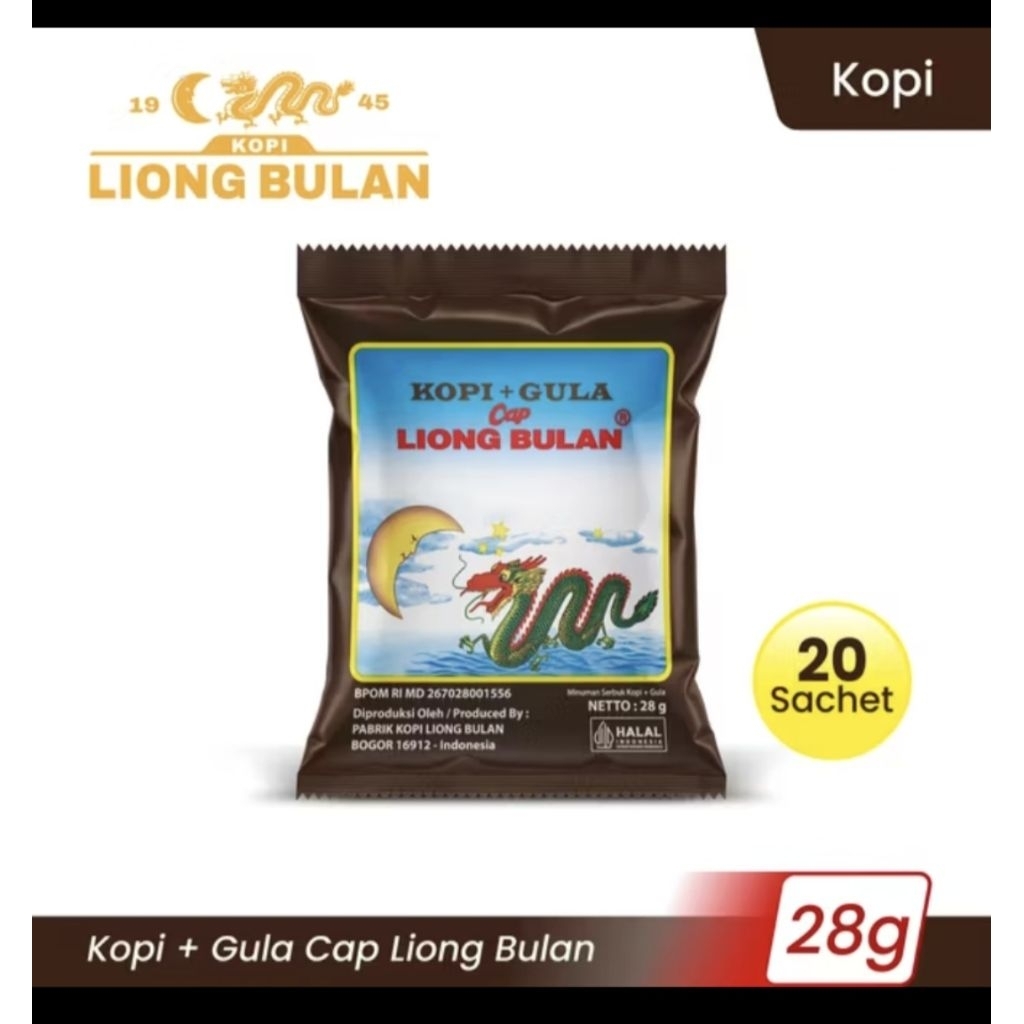 

Kopi Liong Bulan Gula Kopi Instan 1 pack isi 20 sachet