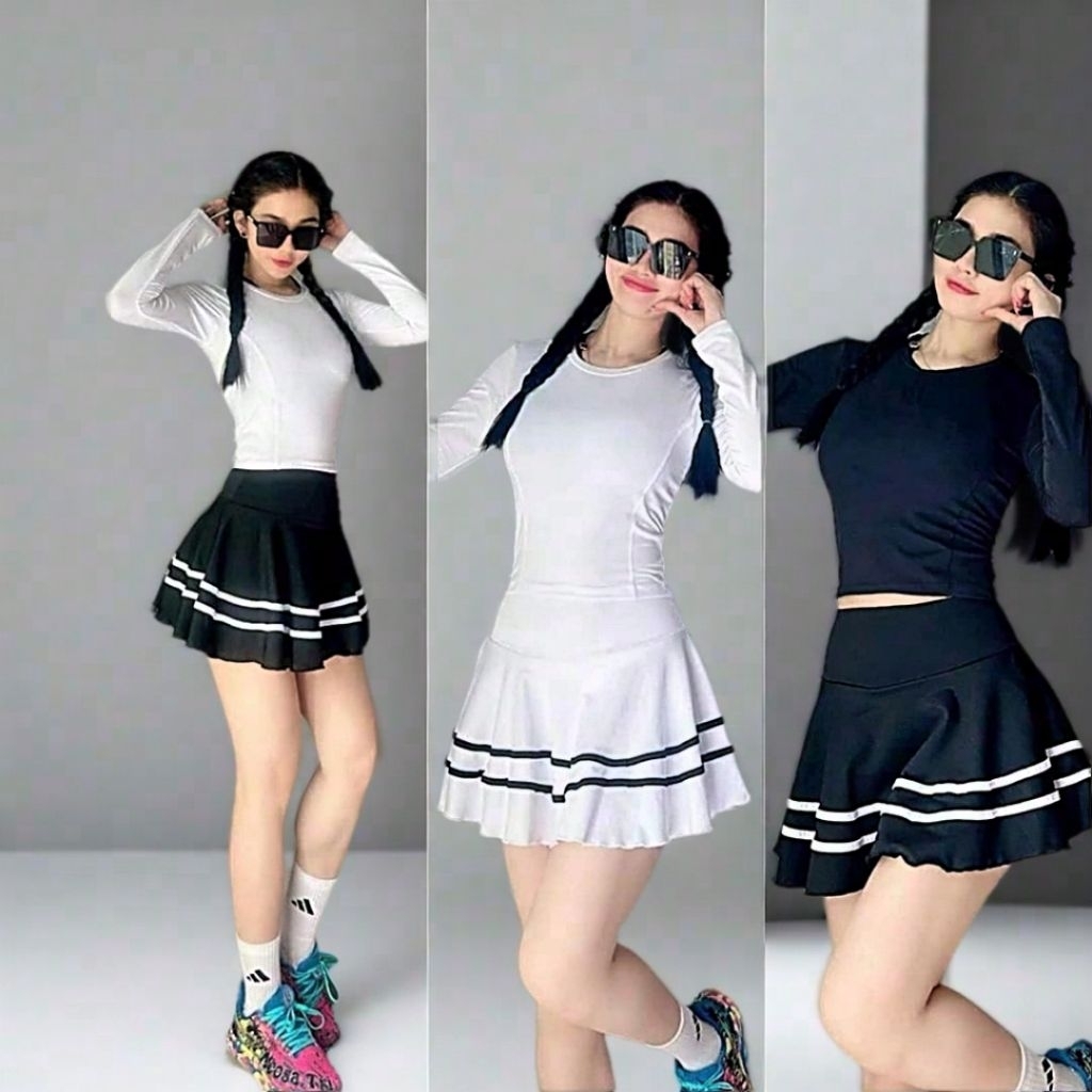 Baju sport zumba setelan rok olahraga senam wanita