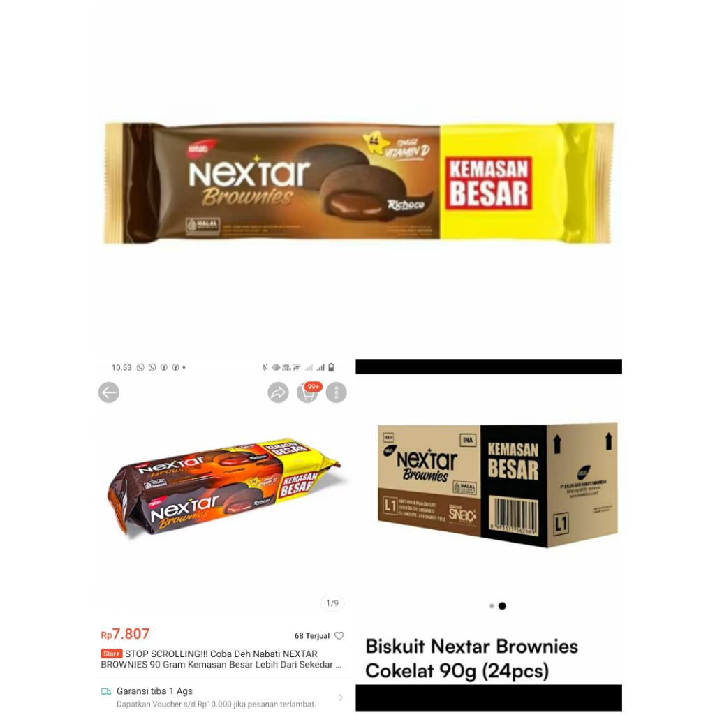 

Biskuit Nextar Brownies coklat 90gr 1karton isi 24