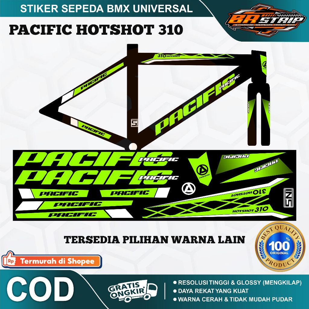 NEW stiker striping sepeda BMX 18 20 pacific decal glossy lentur anti air