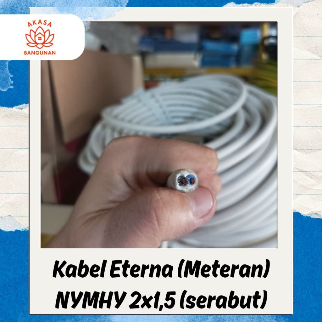 (Meteran) Kabel Eterna NYMHY 2x1,5mm  - Kabel Serabut isi 2