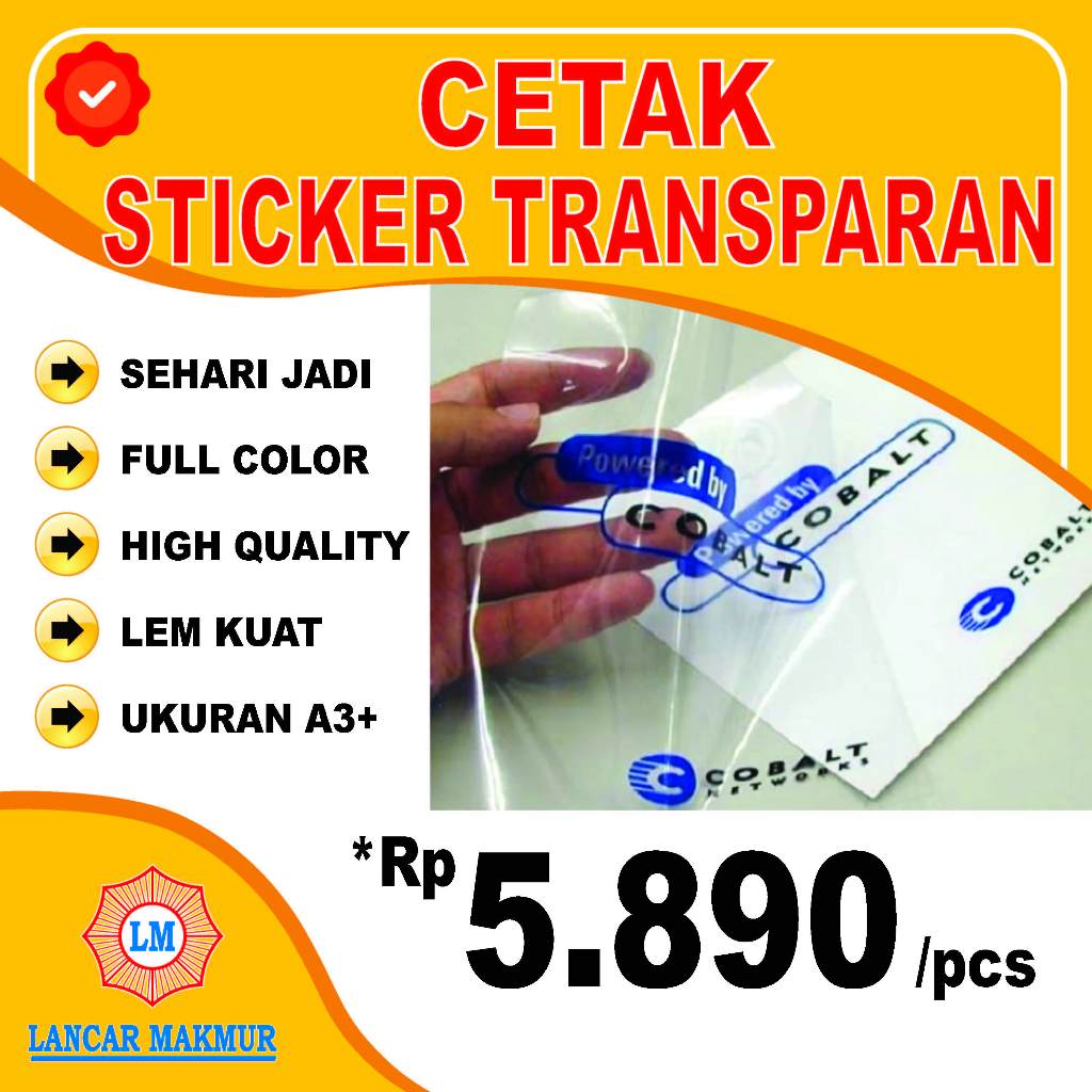 

Cetak Stiker Transparan Custom | Sticker Transparan | Anti Air| High Quality | Stiker murah