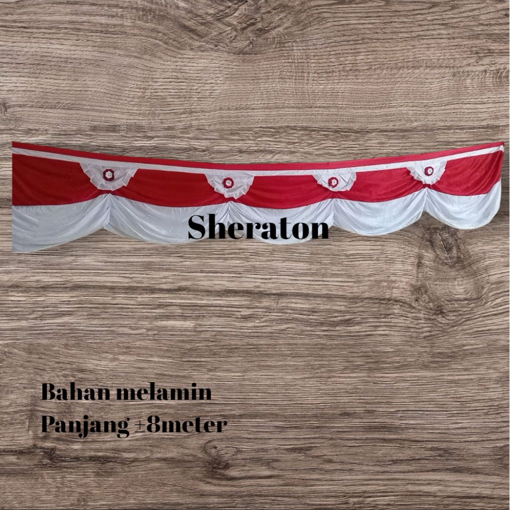 

background merah putih vitrase merah putih motif bunga 8meter