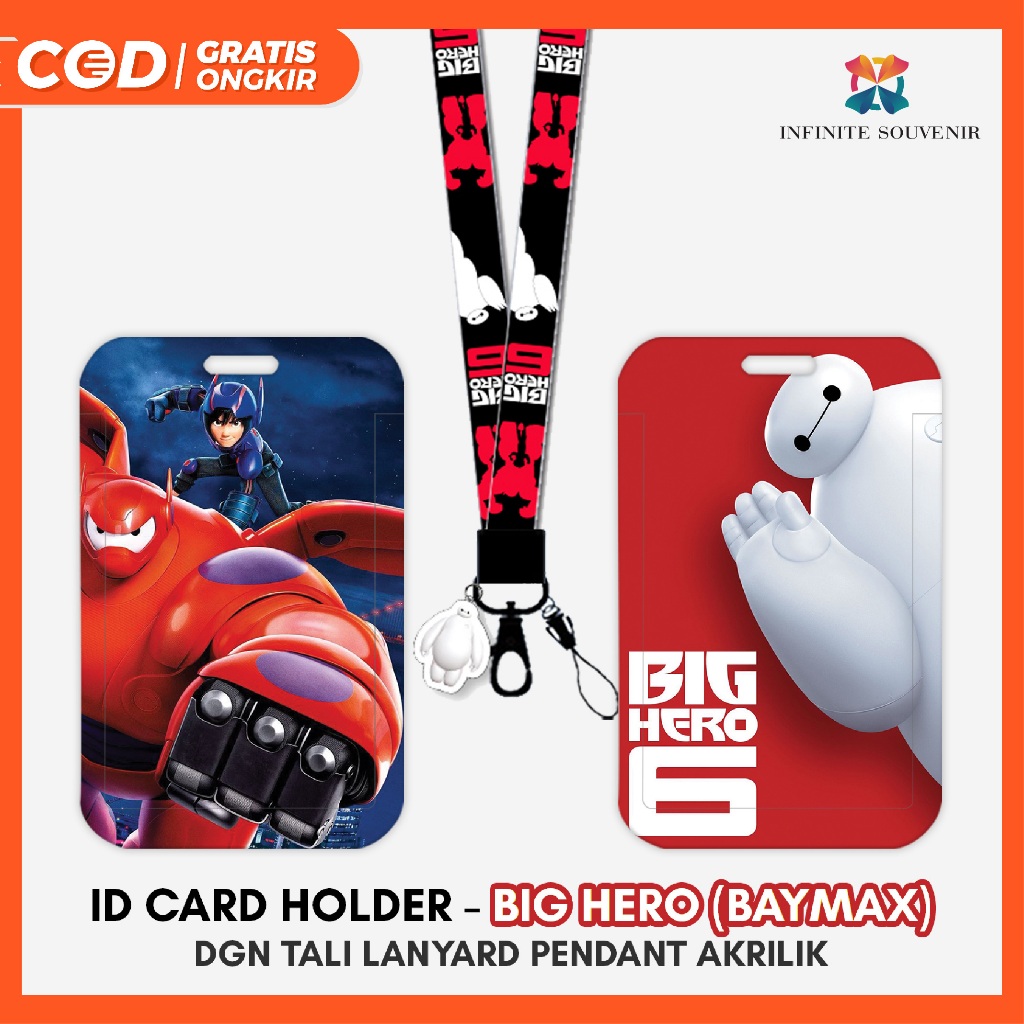

[N003] BIG HERO / Name Tag ID Card Holder Baymax dengan Tali Lanyard / Gantungan Pendant Akrilik