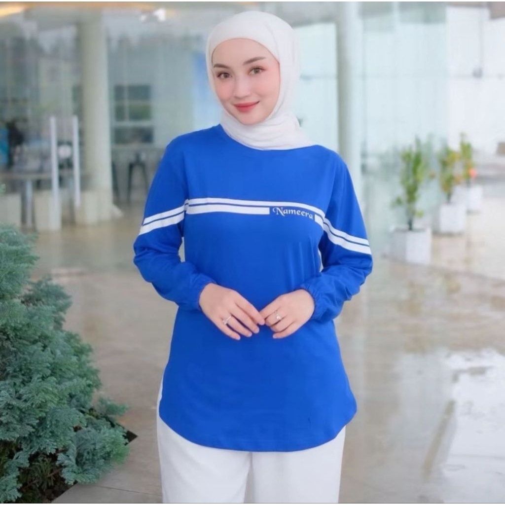 D2N||Nameera kaos wanita lengan panjang terbaru motif garis