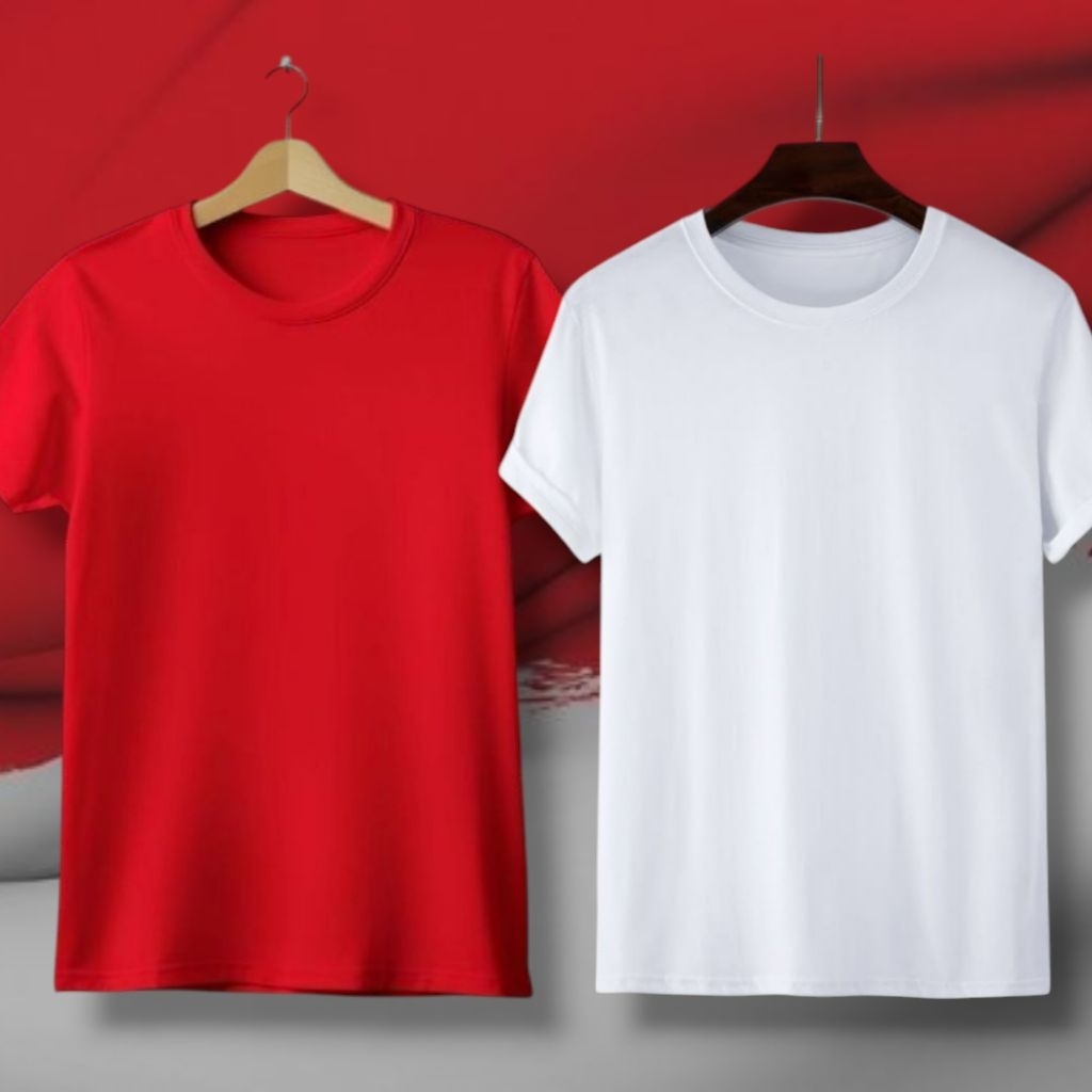 Kaos Polos Merah Putih Edisi Kemerdekaan/kaos polos Merah/Kaos polos wanita